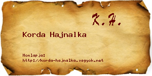 Korda Hajnalka névjegykártya